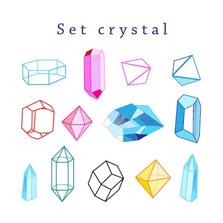 Vector set of multicolored crystals of different Stock Photo - Budget Royalty-Free & Subscription, Code: 400-08814784