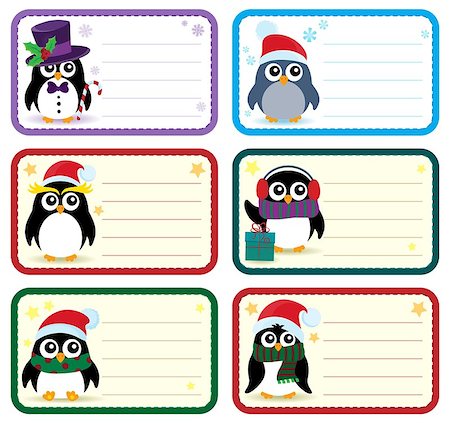 simsearch:400-07417266,k - Christmas tags with penguins theme 1 - eps10 vector illustration. Foto de stock - Super Valor sin royalties y Suscripción, Código: 400-08814959