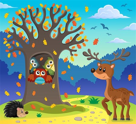 simsearch:400-08710477,k - Owl tree theme image 5 - eps10 vector illustration. Stock Photo - Budget Royalty-Free & Subscription, Code: 400-08814962