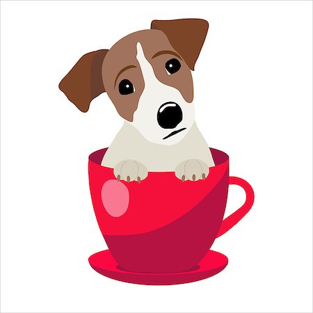fashion dog cartoon - Jack Russell Terrier in red teacup, illustration, set for baby fashion. Stock Photo - Budget Royalty-Free & Subscription, Code: 400-08815067