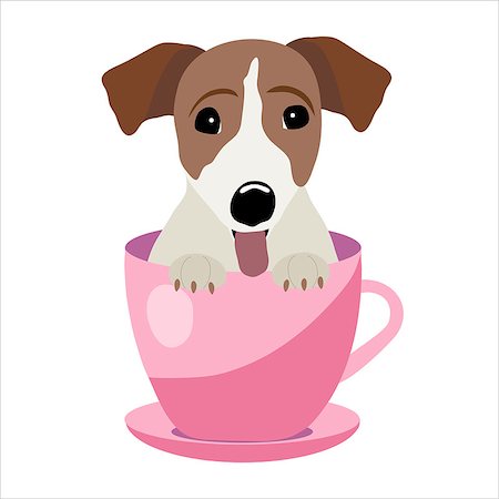 fashion dog cartoon - Jack Russell Terrier in pink teacup, illustration, set for baby fashion. Stock Photo - Budget Royalty-Free & Subscription, Code: 400-08815068