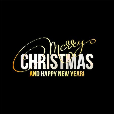 simsearch:400-09120783,k - Merry Christmas Lettering Design on black background. Vector illustration. Stock Photo - Budget Royalty-Free & Subscription, Code: 400-08815061