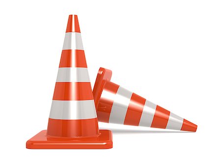 simsearch:400-04833604,k - Traffic cones isolated on white, 3D rendering Photographie de stock - Aubaine LD & Abonnement, Code: 400-08815118