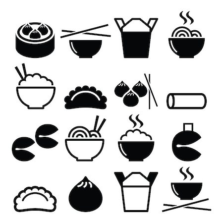 Vector icons set of Chinese food and meals isolated on white Foto de stock - Royalty-Free Super Valor e Assinatura, Número: 400-08815190