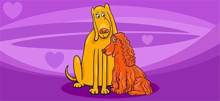 simsearch:400-06523060,k - Valentines Day Greeting Card Cartoon Illustration of Cute Dogs in Love Stock Photo - Budget Royalty-Free & Subscription, Code: 400-08815209
