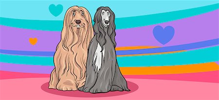 simsearch:400-06523060,k - Valentines Day Greeting Card Cartoon Illustration of Dogs in Love Stock Photo - Budget Royalty-Free & Subscription, Code: 400-08815210