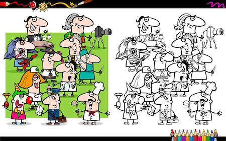 simsearch:400-08679329,k - Cartoon Illustration of People and their Occupations Coloring Book Activity Photographie de stock - Aubaine LD & Abonnement, Code: 400-08815211