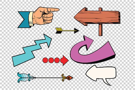 Retro set of arrows on a transparent background. Pop art  illustration Stock Photo - Budget Royalty-Free & Subscription, Code: 400-08815333