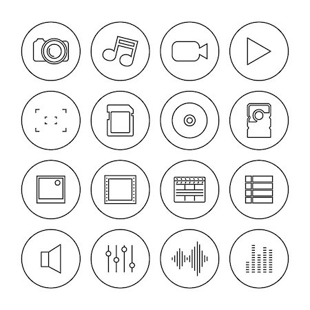Photo and video icons of thin lines, isolated on white background, design elements of digital devices, vector illustration. Stockbilder - Microstock & Abonnement, Bildnummer: 400-08815409