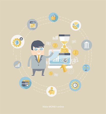 simsearch:400-08816953,k - Flat design vector concepts for business, finance, make money with business man, financial icons and dollar symbols Stock Photo - Budget Royalty-Free & Subscription, Code: 400-08815434