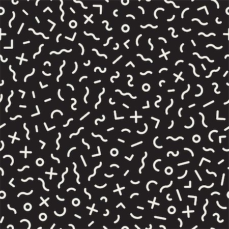 simsearch:400-09052365,k - Scattered Geometric Line Shapes. Abstract Background Design. Vector Seamless Black and White Pattern. Photographie de stock - Aubaine LD & Abonnement, Code: 400-08815513