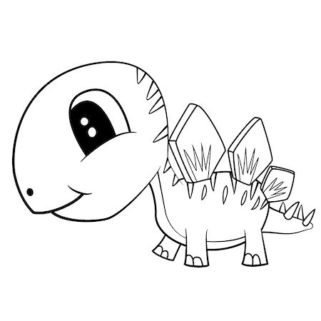 simsearch:400-08956391,k - Illustration of Cute Black and White Cartoon Baby Stegosaurus Dinosaur. Vector EPS 8. Stock Photo - Budget Royalty-Free & Subscription, Code: 400-08815586