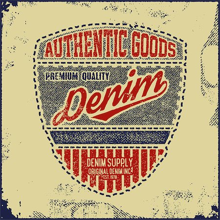 simsearch:400-08809479,k - Vintage Denim typography, grunge t-shirt graphics, vintage Artwork apparel stamp, Wear tee print design, Goods emblem, vector Foto de stock - Super Valor sin royalties y Suscripción, Código: 400-08815711