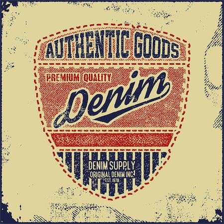 simsearch:400-08809479,k - Vintage Denim typography, grunge t-shirt graphics, vintage Artwork apparel stamp, Wear tee print design, Goods emblem, vector Foto de stock - Super Valor sin royalties y Suscripción, Código: 400-08815712