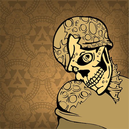 pains at the head bone - cartoon skull on an abstract background with a pattern. vector illustration EPS10 Stock Photo - Budget Royalty-Free & Subscription, Code: 400-08815820