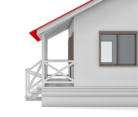 simsearch:400-05274894,k - House close-up. Covered porch and window. Isolated. 3D rendering Stock Photo - Budget Royalty-Free & Subscription, Code: 400-08815927