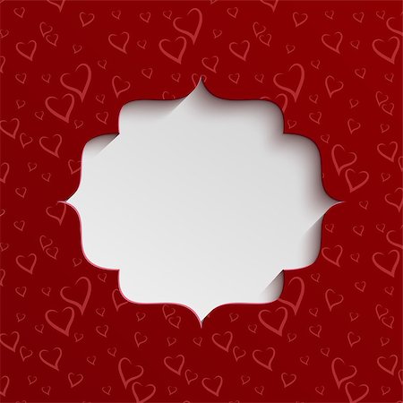 simsearch:400-08646427,k - White White paper cut banner in vintage or retro style from seamless pattern with stylized hearts. Valentines day greeting card template Foto de stock - Super Valor sin royalties y Suscripción, Código: 400-08816021