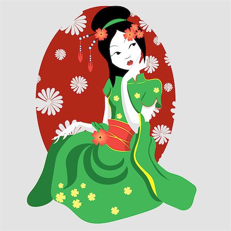 New geisha in a kimono. Japanese New Year s card Stock Photo - Budget Royalty-Free & Subscription, Code: 400-08816101