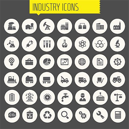 Trendy flat design big Industry icons set on round buttons Stock Photo - Budget Royalty-Free & Subscription, Code: 400-08816367