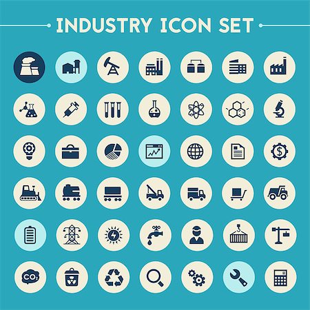 Trendy flat design big Industry icons set on round buttons Stock Photo - Budget Royalty-Free & Subscription, Code: 400-08816368
