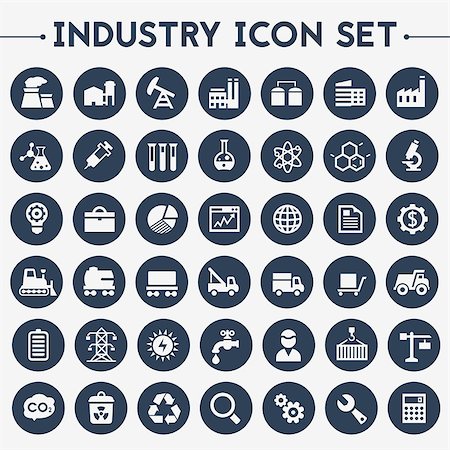 Trendy flat design big Industry icons set on round buttons Stock Photo - Budget Royalty-Free & Subscription, Code: 400-08816370