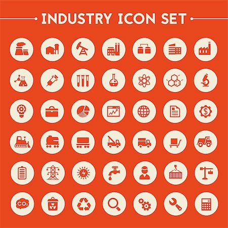 Trendy flat design big Industry icons set on round buttons Stock Photo - Budget Royalty-Free & Subscription, Code: 400-08816371