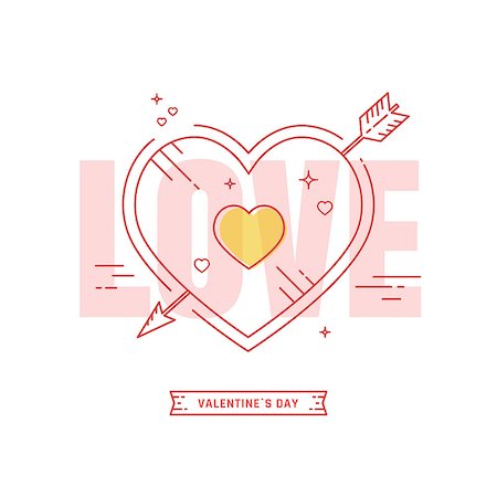 deniskolt (artist) - Line heart with arrow. Valentines day greeting card design. Stock Photo - Budget Royalty-Free & Subscription, Code: 400-08816404