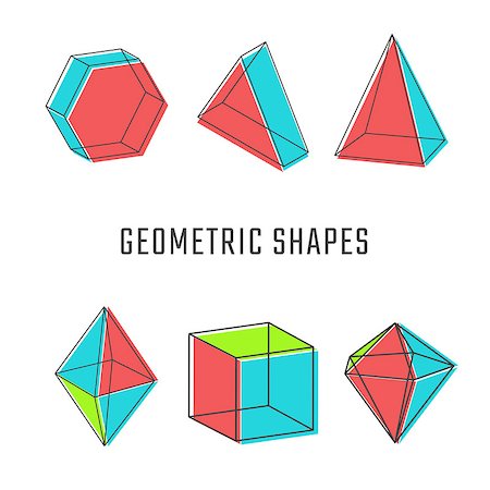 Colored volumetric geometric shapes in a linear style. Vector illustration Stock Photo - Budget Royalty-Free & Subscription, Code: 400-08816405