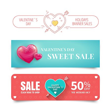 deniskolt (artist) - Valentines day Sale banners with heart. Vector illustration. Foto de stock - Royalty-Free Super Valor e Assinatura, Número: 400-08816401