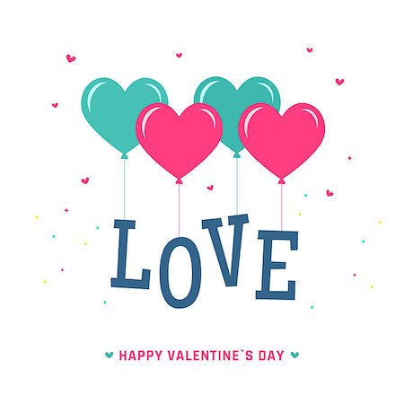 deniskolt (artist) - Letter Love with heart balloons. Valentines day postcard. Foto de stock - Royalty-Free Super Valor e Assinatura, Número: 400-08816403