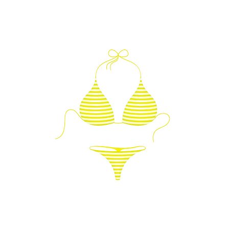 simsearch:400-07625279,k - Striped bikini suit in yellow and white design on white background Stock Photo - Budget Royalty-Free & Subscription, Code: 400-08816514