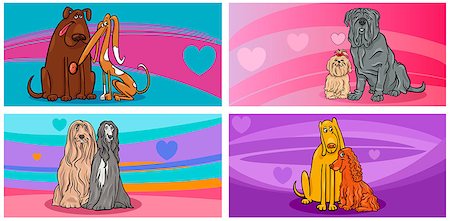 simsearch:400-06523060,k - Cartoon Illustration of Greeting Cards with Dog Characters in Love on Valentines Day Time Stock Photo - Budget Royalty-Free & Subscription, Code: 400-08816621