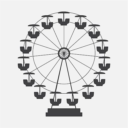fairground rides circles - Ferris Wheel Icon Silhouette. Entertainment Round Attraction. Vector Illustration EPS10 Stock Photo - Budget Royalty-Free & Subscription, Code: 400-08816752