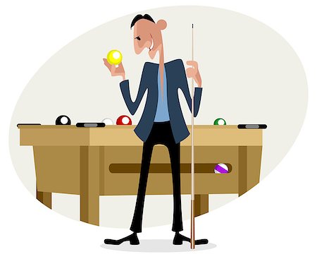 Vector illustration of a billiard player with cue Foto de stock - Royalty-Free Super Valor e Assinatura, Número: 400-08816784