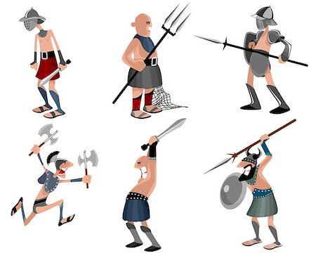 Vector illustration of a six gladiators set Stock Photo - Budget Royalty-Free & Subscription, Code: 400-08816788