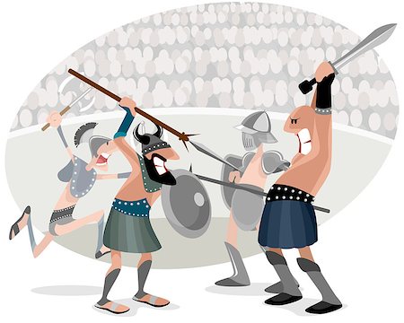 Vector illustration of gladiators fighting in arena Stock Photo - Budget Royalty-Free & Subscription, Code: 400-08816789