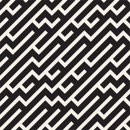 Irregular Maze Line. Abstract Geometric Background Design. Vector Seamless Black and White Pattern. Stock Photo - Budget Royalty-Free & Subscription, Code: 400-08816975