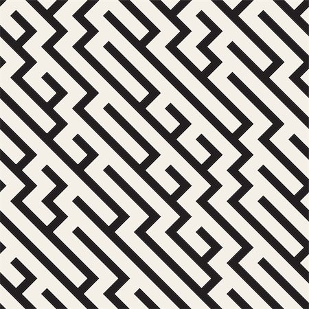 Irregular Maze Line. Abstract Geometric Background Design. Vector Seamless Black and White Pattern. Stock Photo - Budget Royalty-Free & Subscription, Code: 400-08816987