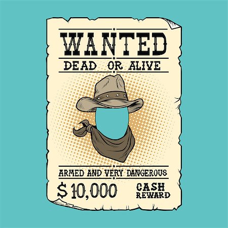 Western ad wanted dead or alive, pop art retro vector illustration. Stock Photo - Budget Royalty-Free & Subscription, Code: 400-08817108