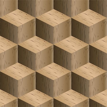 Abstract background, seamless pattern of isometric cubes, repeating wooden texture, vector illustration. Stock Photo - Budget Royalty-Free & Subscription, Code: 400-08817251