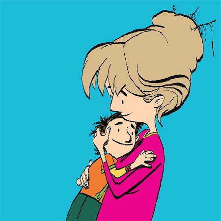 pustovit (artist) - Mother and child, love in the family. Little boy hugs mom Fotografie stock - Microstock e Abbonamento, Codice: 400-08817260