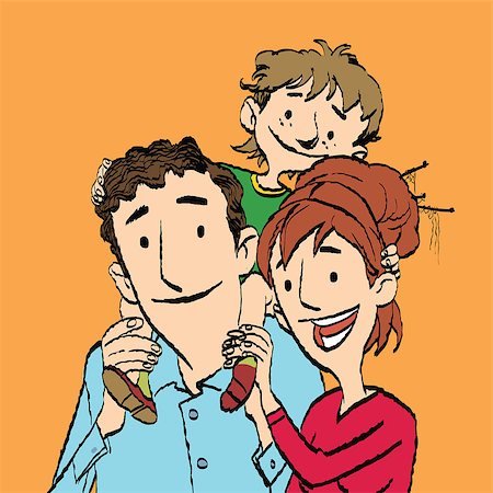 pustovit (artist) - Family mom dad and son. Happy people color illustration Fotografie stock - Microstock e Abbonamento, Codice: 400-08817263