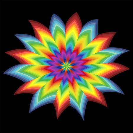 simsearch:400-08403707,k - Stylized spectrum color flower isolated on the black background, vector artwork Foto de stock - Royalty-Free Super Valor e Assinatura, Número: 400-08817271