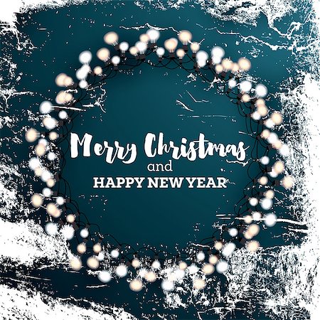 simsearch:400-09095404,k - Merry Christmas and Happy New Year. Vector Illustration. Holiday Card with Ice Texture and Garland. Fotografie stock - Microstock e Abbonamento, Codice: 400-08817335