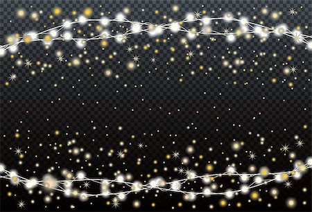 Gold Glitter Stardust Background with Garland. Vector Illustration. Foto de stock - Super Valor sin royalties y Suscripción, Código: 400-08817337