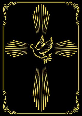 evangelist - Symbolic cross and dove. Template emblems for church. Vector illustration for design. Foto de stock - Super Valor sin royalties y Suscripción, Código: 400-08817387