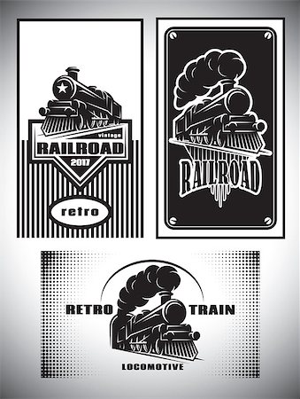 simsearch:400-07680071,k - Business cards template set. Vintage steam train, old retro railroad Photographie de stock - Aubaine LD & Abonnement, Code: 400-08817392