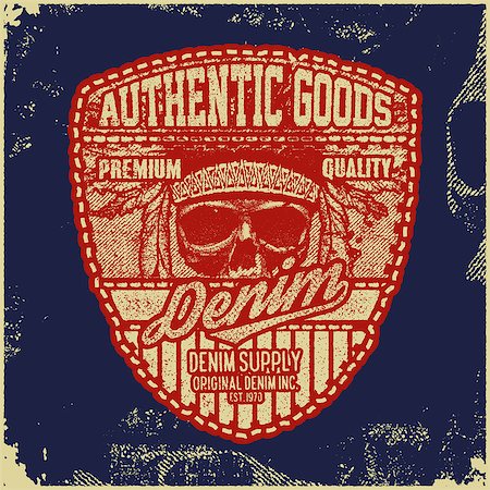 simsearch:400-08809479,k - Vintage Denim typography, grunge t-shirt graphics, Artwork apparel stamp, Wear tee print design, goods emblem, vector Foto de stock - Super Valor sin royalties y Suscripción, Código: 400-08817407