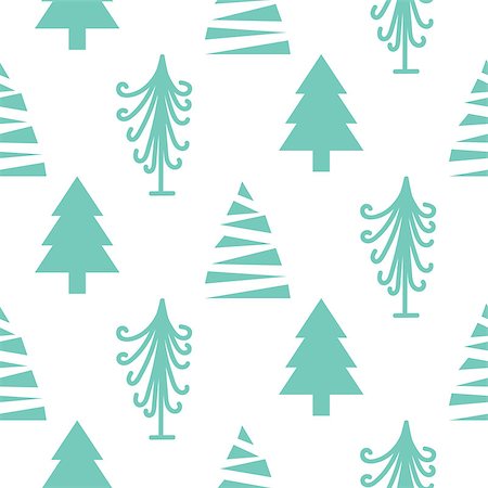 simsearch:400-08814672,k - Christmas trees seamless vector pattern. Mint green fir-tree scrapbook paper design. White background. Stock Photo - Budget Royalty-Free & Subscription, Code: 400-08817537