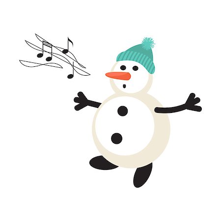Singing snowman cartoon vector icon. New Year personage illustration. Fotografie stock - Microstock e Abbonamento, Codice: 400-08817541